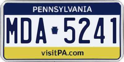 PA license plate MDA5241