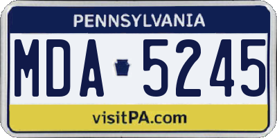 PA license plate MDA5245