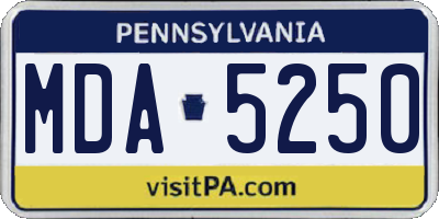 PA license plate MDA5250