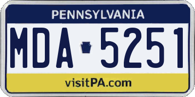 PA license plate MDA5251