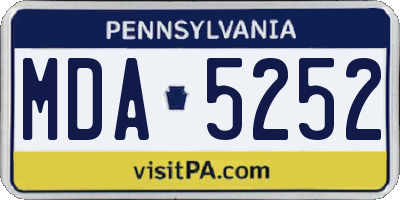 PA license plate MDA5252