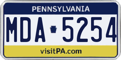 PA license plate MDA5254