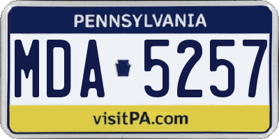 PA license plate MDA5257