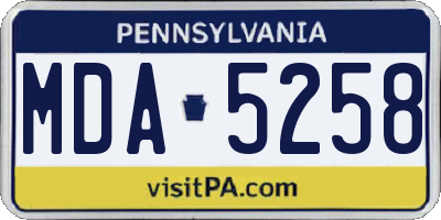 PA license plate MDA5258