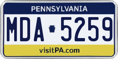 PA license plate MDA5259