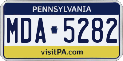 PA license plate MDA5282