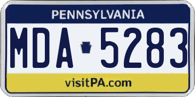 PA license plate MDA5283