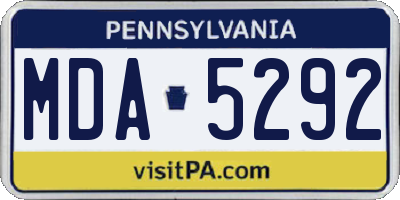 PA license plate MDA5292
