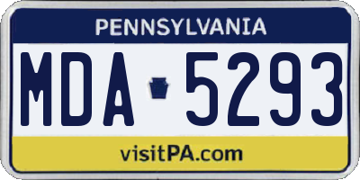 PA license plate MDA5293