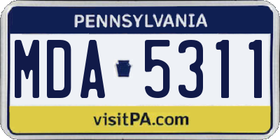 PA license plate MDA5311