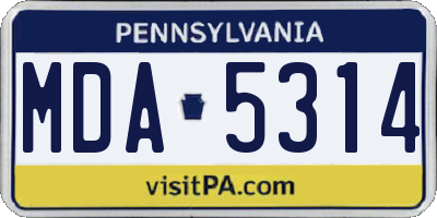 PA license plate MDA5314