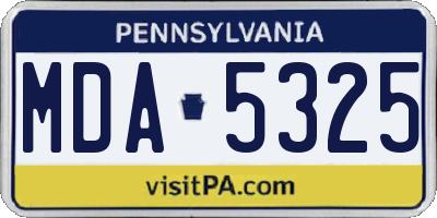 PA license plate MDA5325