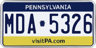 PA license plate MDA5326