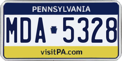 PA license plate MDA5328