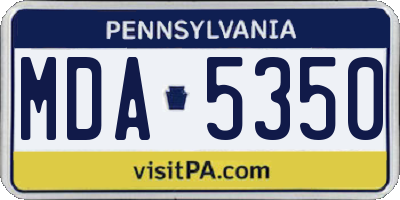 PA license plate MDA5350