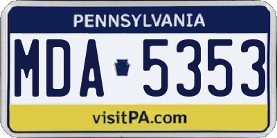 PA license plate MDA5353