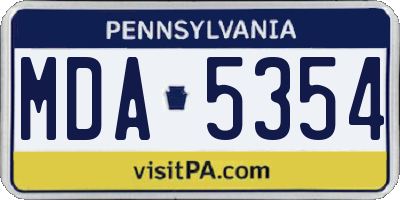 PA license plate MDA5354