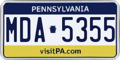 PA license plate MDA5355
