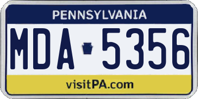 PA license plate MDA5356