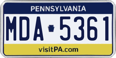 PA license plate MDA5361