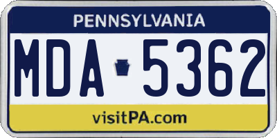 PA license plate MDA5362