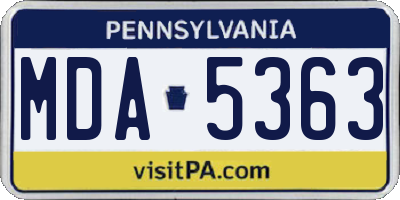 PA license plate MDA5363