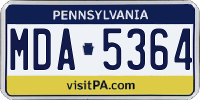 PA license plate MDA5364