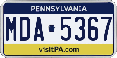 PA license plate MDA5367
