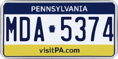 PA license plate MDA5374