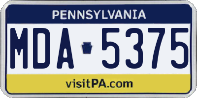 PA license plate MDA5375