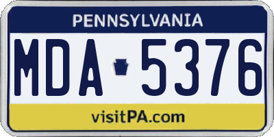 PA license plate MDA5376