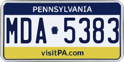 PA license plate MDA5383