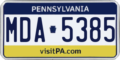 PA license plate MDA5385