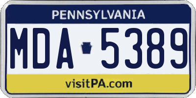 PA license plate MDA5389