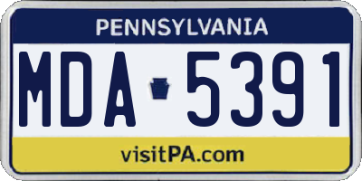 PA license plate MDA5391