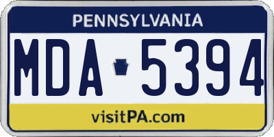 PA license plate MDA5394