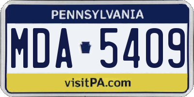 PA license plate MDA5409