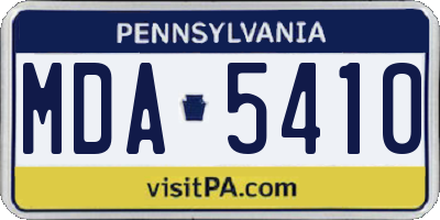 PA license plate MDA5410