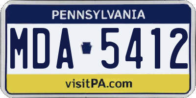 PA license plate MDA5412