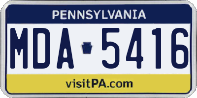 PA license plate MDA5416