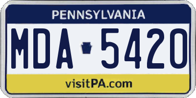 PA license plate MDA5420