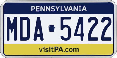 PA license plate MDA5422