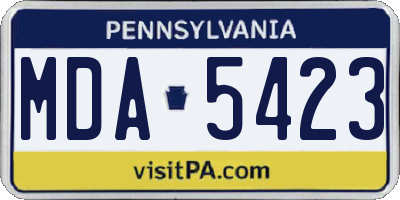 PA license plate MDA5423