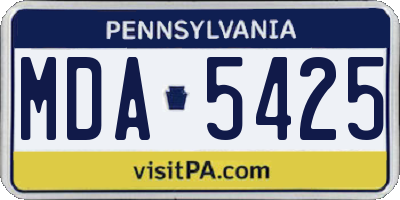 PA license plate MDA5425