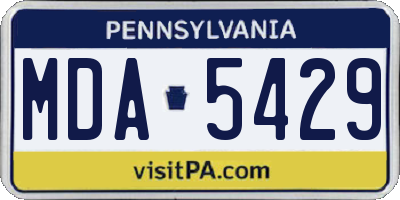 PA license plate MDA5429