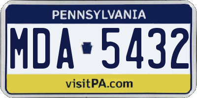 PA license plate MDA5432