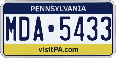 PA license plate MDA5433