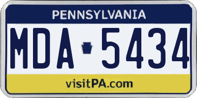 PA license plate MDA5434