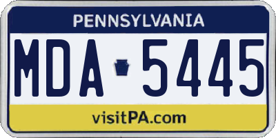 PA license plate MDA5445