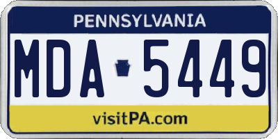 PA license plate MDA5449